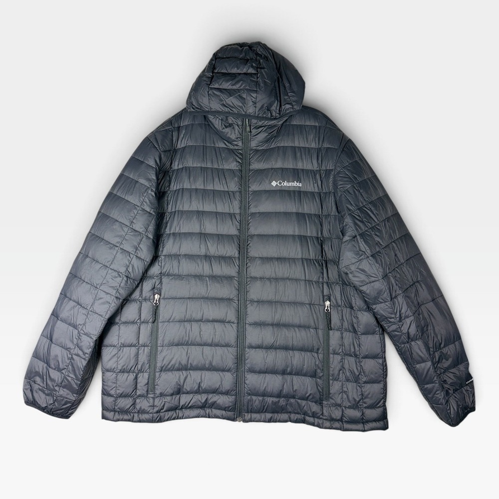Columbia Puffer Jacket WM1176 Mens XXL Gray Omni-Heat Down Hooded Excellent